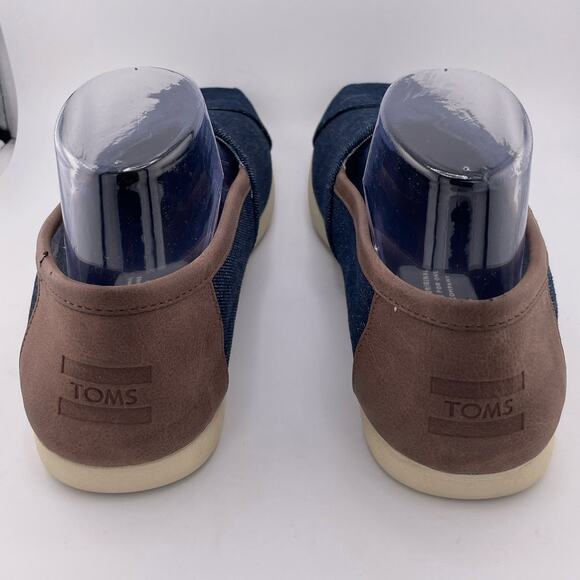 Toms Men Blue Jean Slip On with Vegan Leather Trim Size 8M - Picture 6 of 7